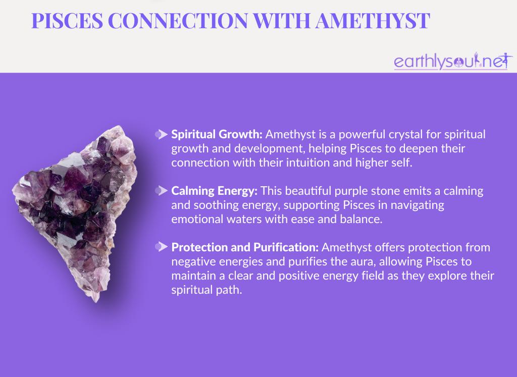 Amethyst for pisces: spiritual growth, calming energy, and protection and purification