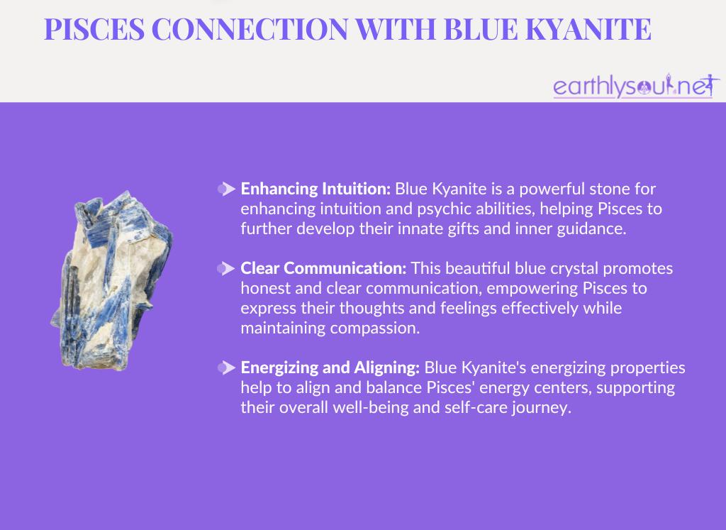 Blue kyanite for pisces: enhancing intuition, clear communication, and energizing and aligning