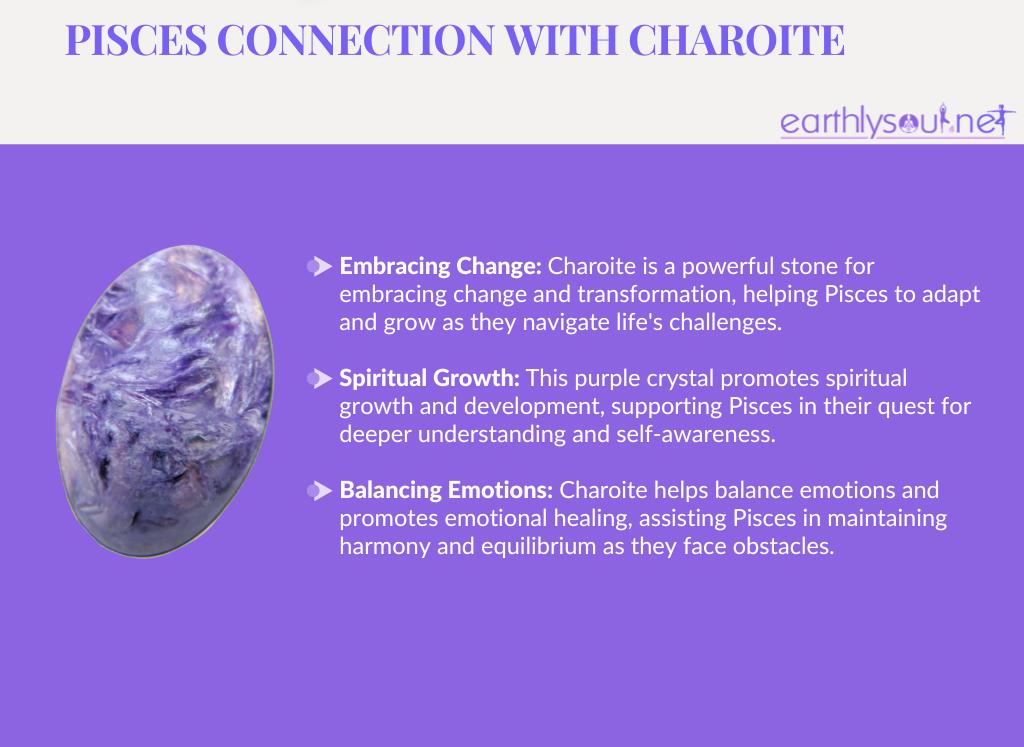 Charoite for pisces: embracing change, spiritual growth, and balancing emotions