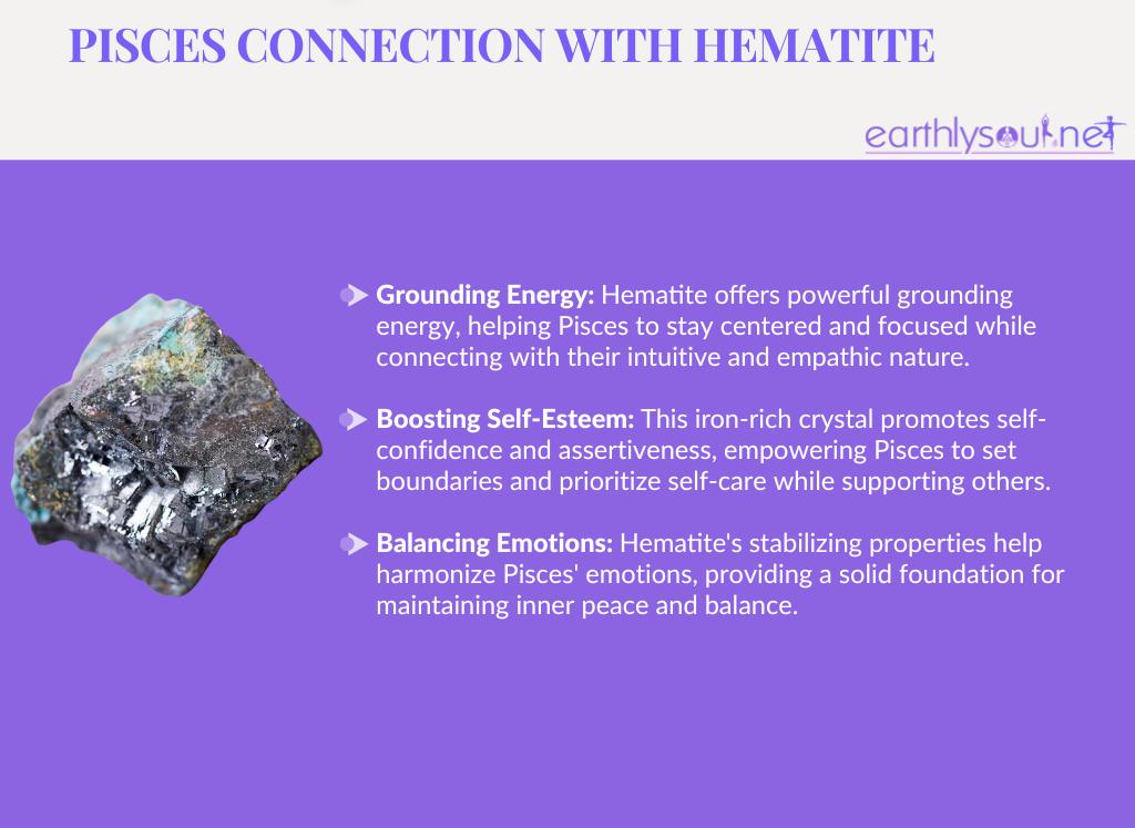 Hematite for pisces: grounding energy, boosting self-esteem, and balancing emotions