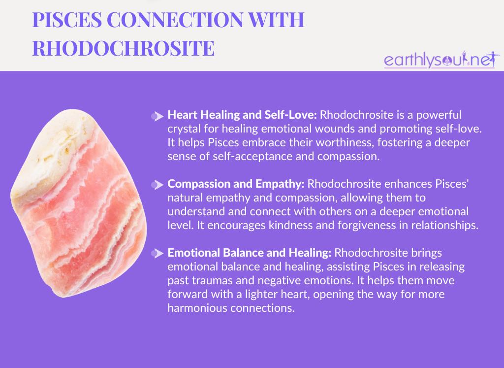 Rhodochrosite for pisces: heart healing and self-love, compassion and empathy, and emotional balance