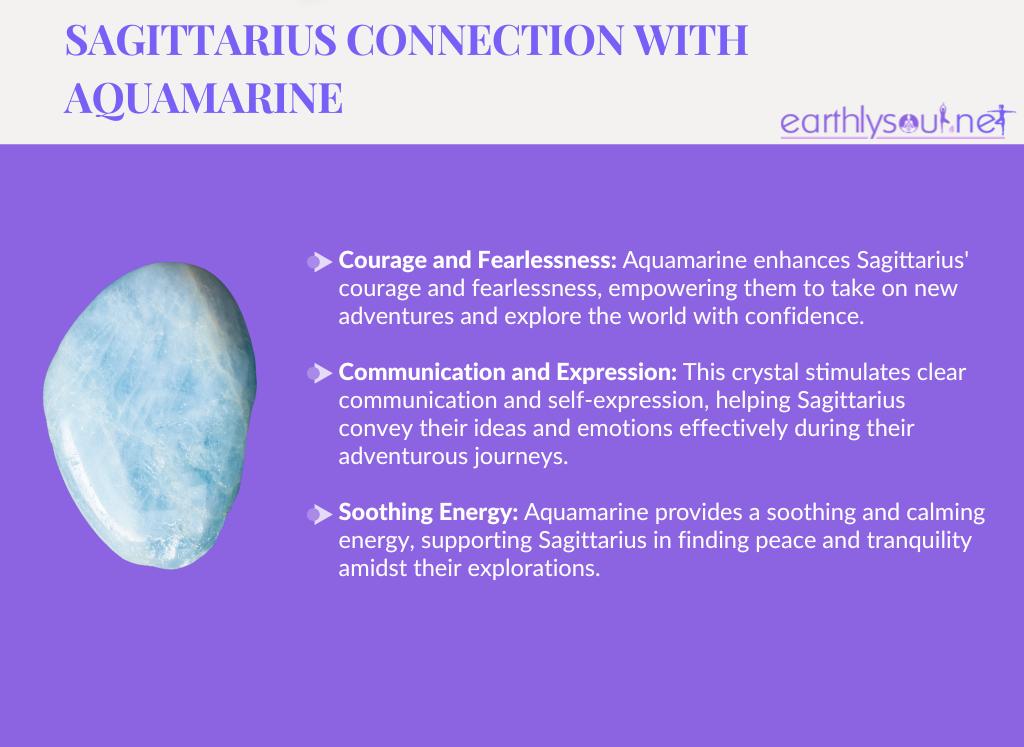 Aquamarine for adventurous sagittarius: courage and fearlessness, communication and expression, and soothing energy