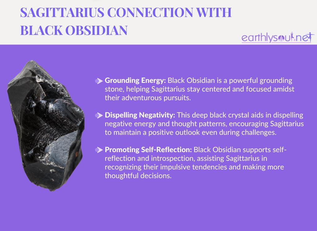 Black obsidian for sagittarius: grounding energy, dispelling negativity, and promoting self-reflection