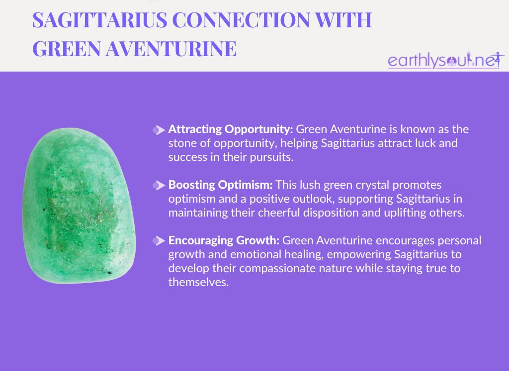 Green aventurine for sagittarius: attracting opportunity, boosting optimism, and encouraging growth