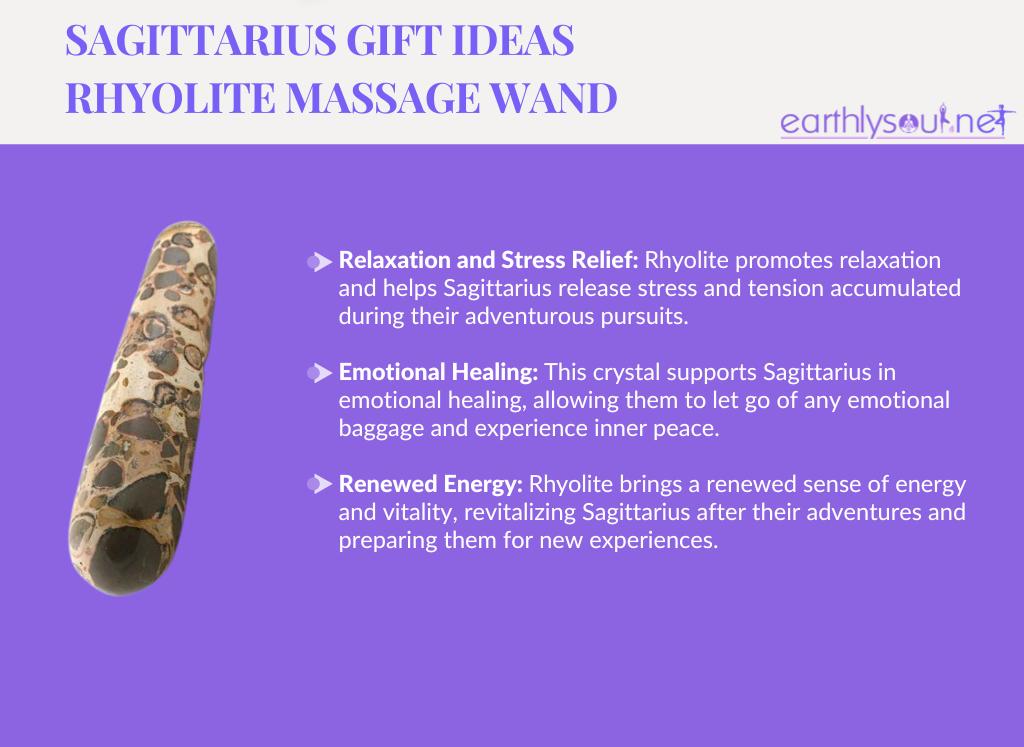 Rhyolite massage wand for adventurous sagittarius: relaxation and stress relief, emotional healing, and renewed energy