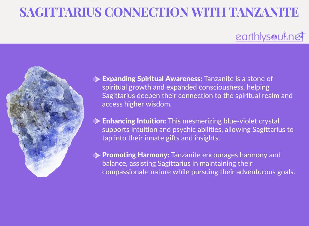 Tanzanite for sagittarius: expanding spiritual awareness, enhancing intuition, and promoting harmony