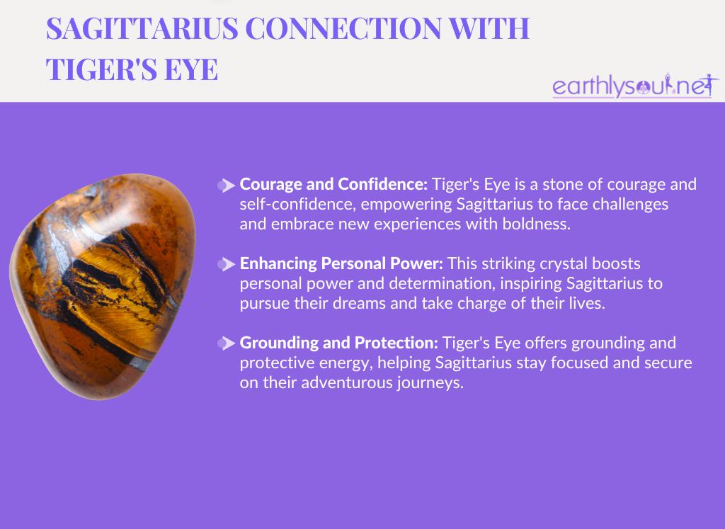 Tigers eye for adventurous sagittarius: courage and confidence, enhancing personal power, and grounding and protection