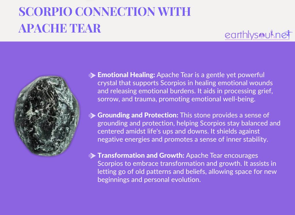 Apache tear for scorpios: emotional healing, grounding and protection, transformation and growth