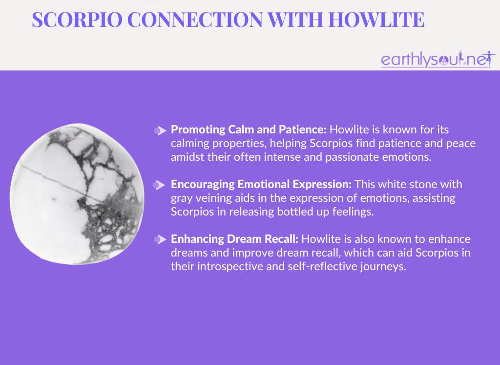 Howlite for scorpios: promoting calm and patience, encouraging emotional expression, enhancing dream recall
