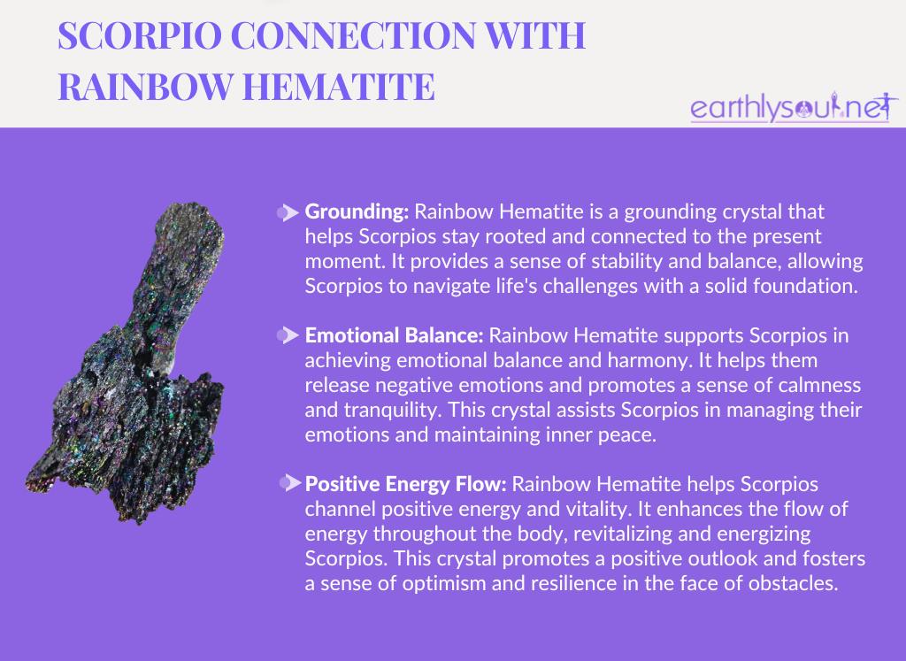 Rainbow hematite for scorpio: grounding, emotional balance, and positive energy flow