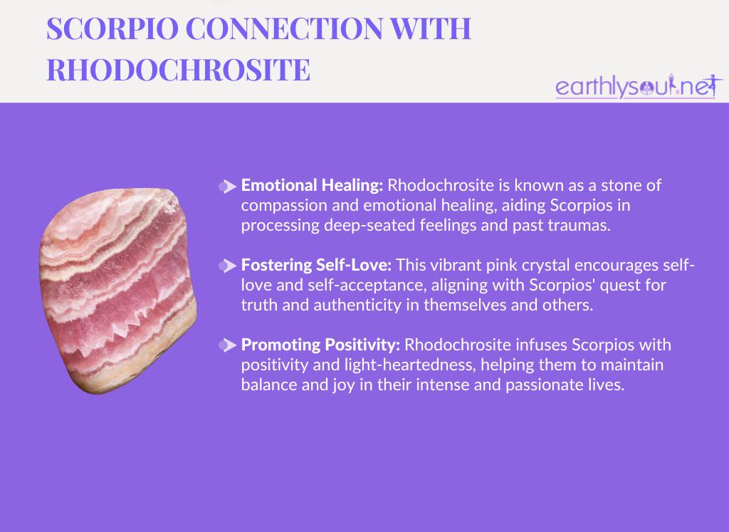 Rhodochrosite for scorpios: emotional healing, fostering self-love, and promoting positivity