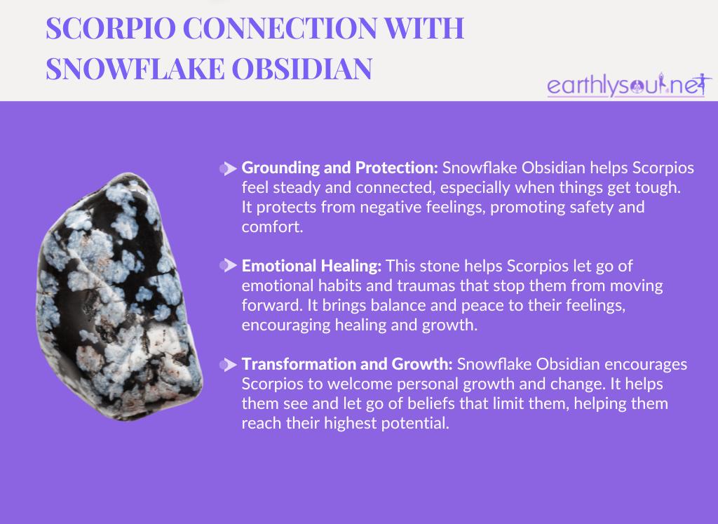 Snowflake obsidian for scorpios: grounding, protection, emotional healing, transformation, growth