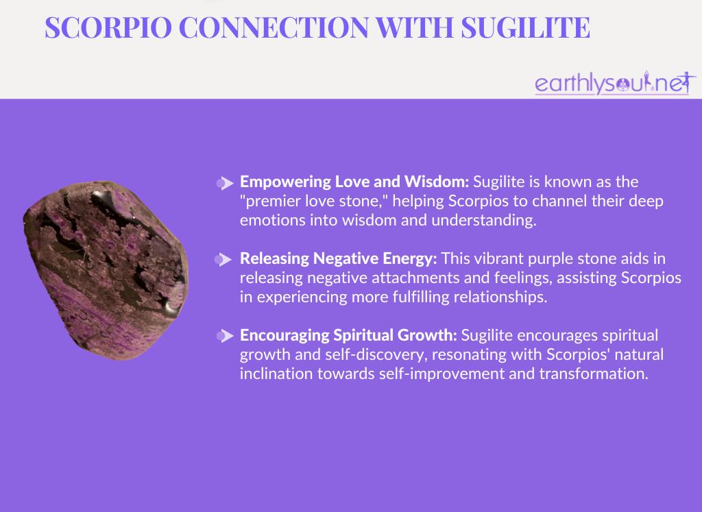 Sugilite for scorpios: empowering love and wisdom, releasing negative energy, and encouraging spiritual growth