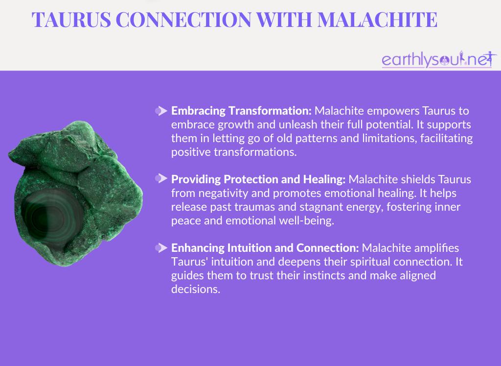 Photo of malachite crystal: embracing transformation, providing protection and healing, enhancing intuition and connection for taurus
