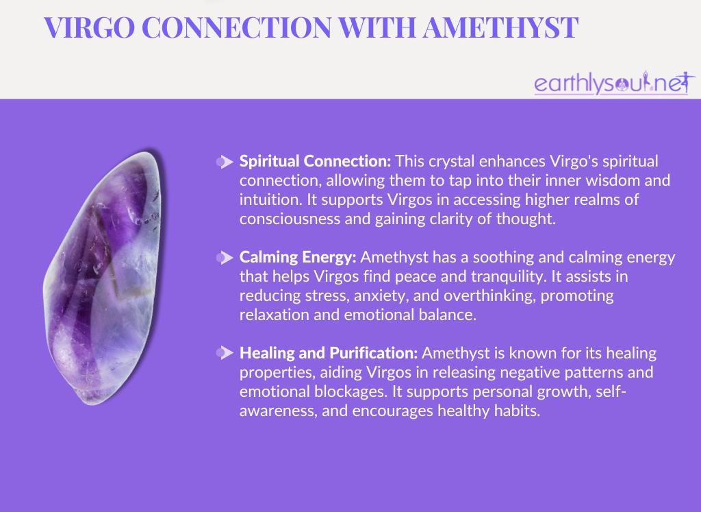 Amethyst for virgo: enhancing spiritual connection, promoting calmness, and aiding in healing