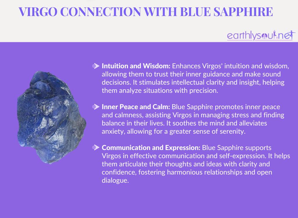 Blue sapphire for virgos: intuition and wisdom, inner peace and calm, communication and expression