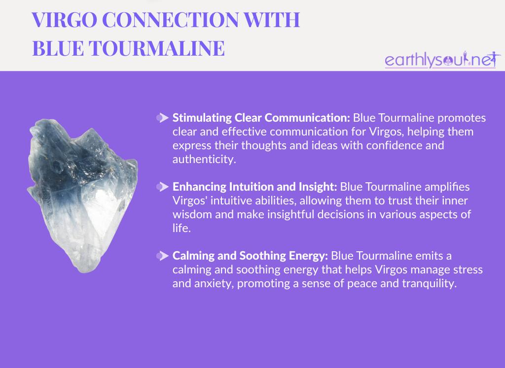 Blue tourmaline for virgos: stimulating clear communication, enhancing intuition and insight, and providing calming and soothing energy