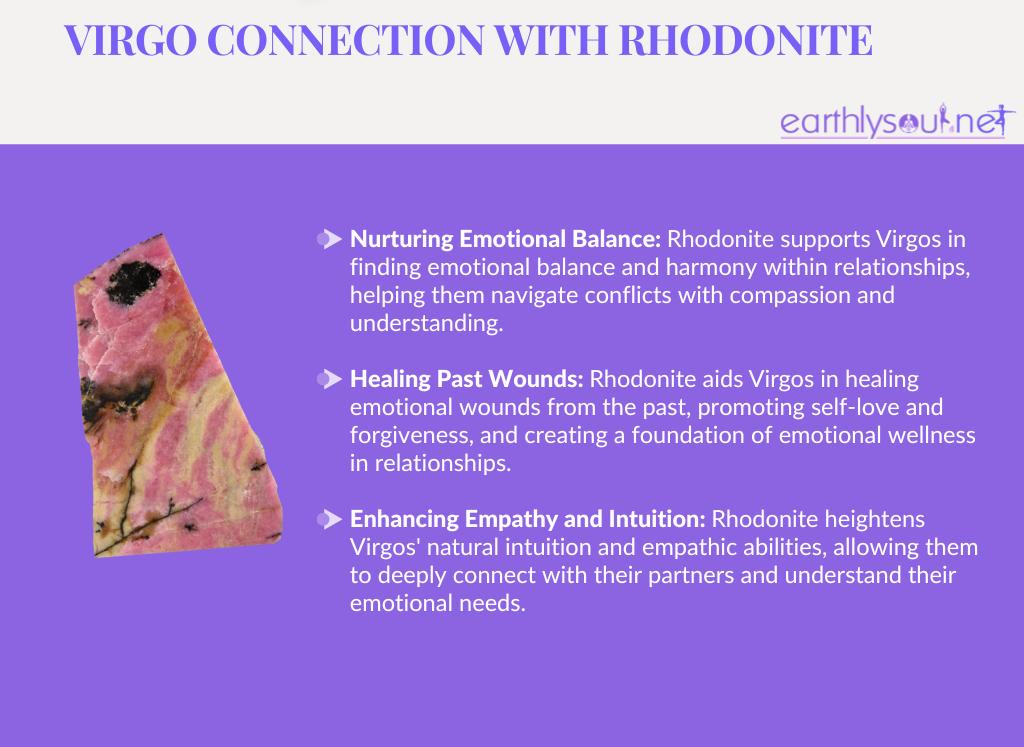 Rhodonite for virgos: nurturing emotional balance, healing past wounds, and enhancing empathy and intuition