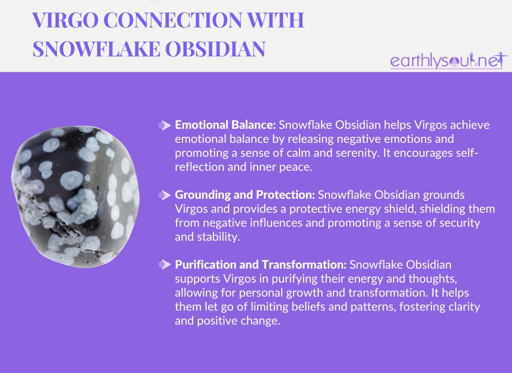 Snowflake obsidian for virgos: emotional balance, grounding and protection, purification and transformation