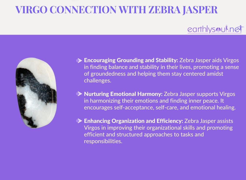 Zebra jasper for virgos: encouraging grounding and stability, nurturing emotional harmony, and enhancing organization and efficiency