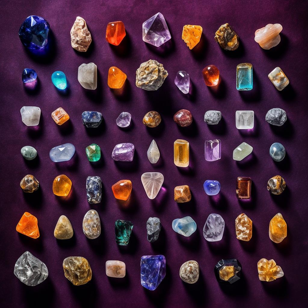 A conceptual design of a collection of different crystals associated with zodiac signs