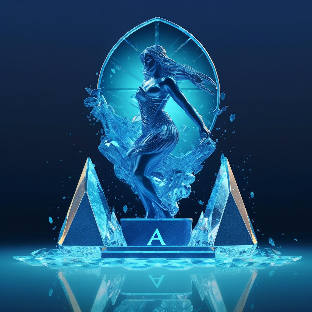 Enlightening aquarius-associated crystal against a backdrop of the stylized water bearer symbol