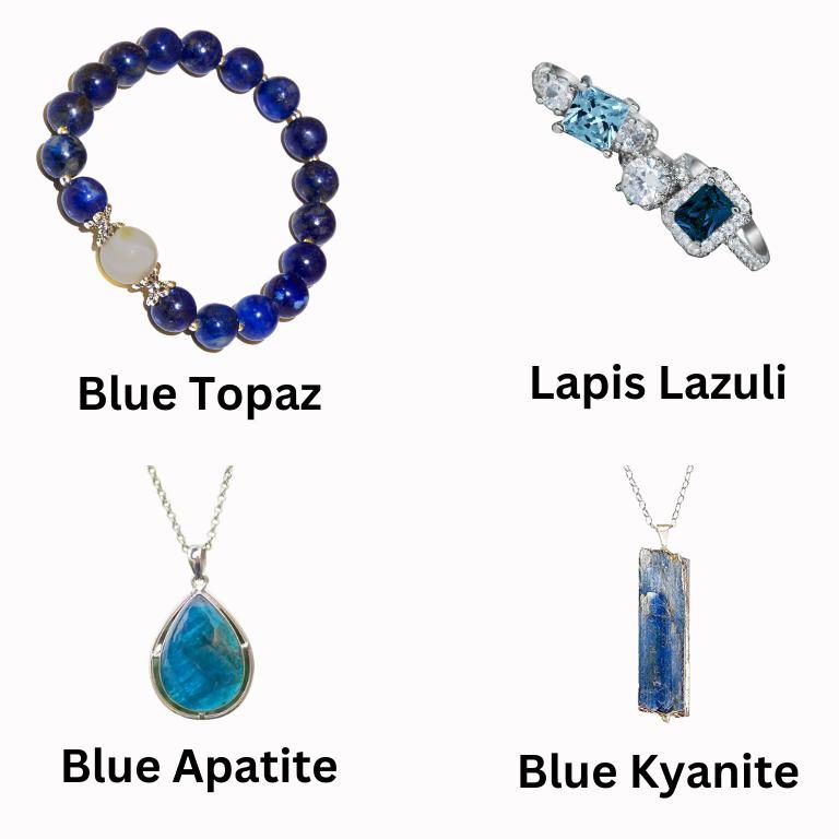 Blue topaz, lapis lazuli, blue apatite, blue kyanite jewelry