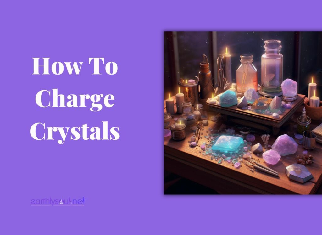 Featured image of how to charge crystals article also shows a table of crystals