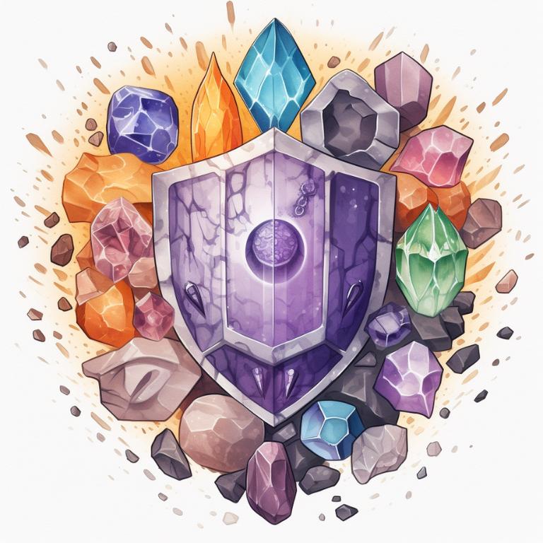 Graphic representation of a shield protecting natural stones from physical damage
