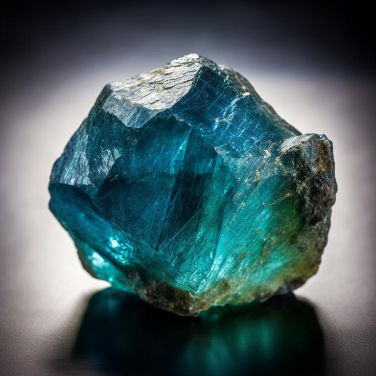 Raw, unpolished blue apatite crystal