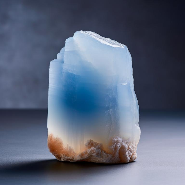 Raw, unpolished blue chalcedony piece