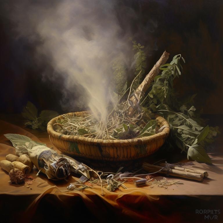 Smudging ritual with sage for cleansing crystals