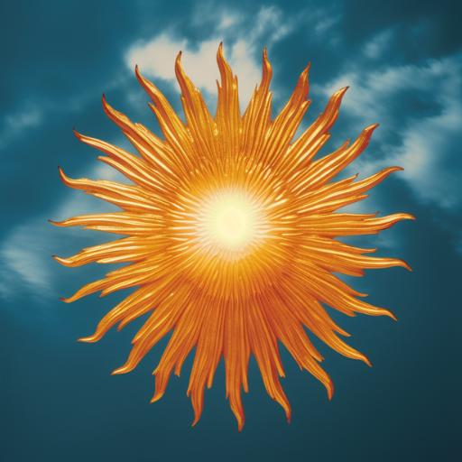 Radiant sun against a blue sky, representing the sun sign's influence on personal identity and core personality