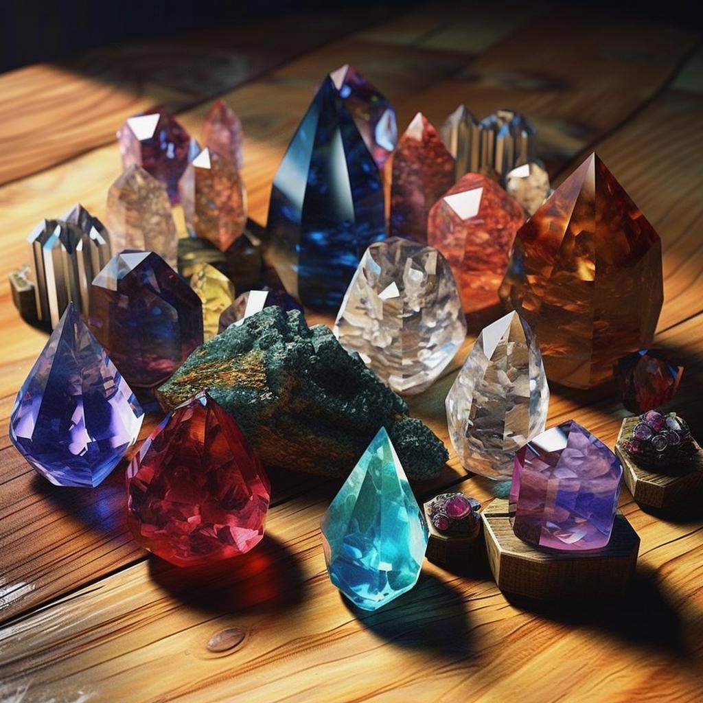 An assortment of diverse healing crystals, each emitting unique energy