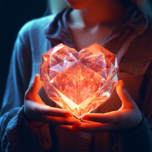 A person holding a glowing crystal close to their heart, symbolizing the healing properties of zodiac crystals