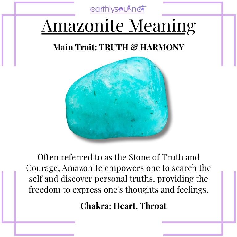 Amazonite stone reflecting truth and harmony, aiding in self-expression and discovery
