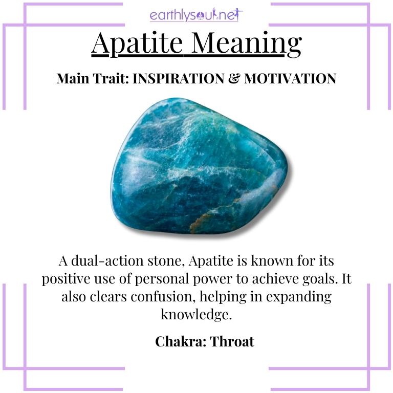 Vibrant apatite stone energizing motivation and inspiration, aiding in knowledge expansion