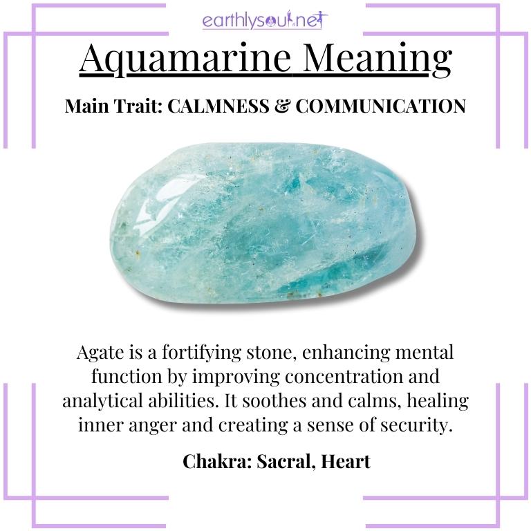 Aquamarine gemstone evoking calmness and enhancing communication, with its beautiful tranquil color
