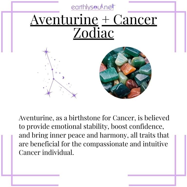Aventurine crystal, the birthstone for cancer, showcasing its gentle and harmonizing energy