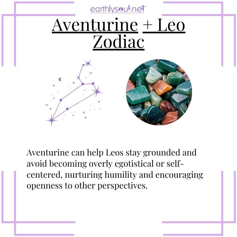 Aventurine crystal for leo, fostering humility and open-mindedness