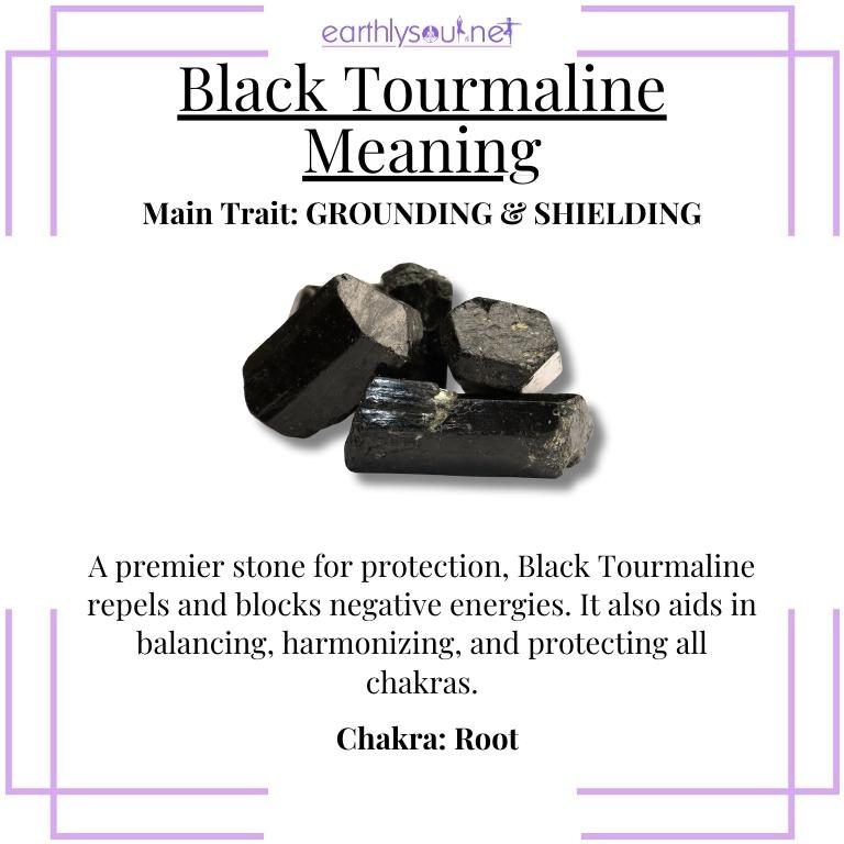 Structured black tourmaline crystal for grounding and protection against negative influences