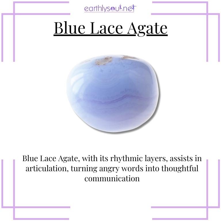 Blue lace agate crystal for thoughtful communication