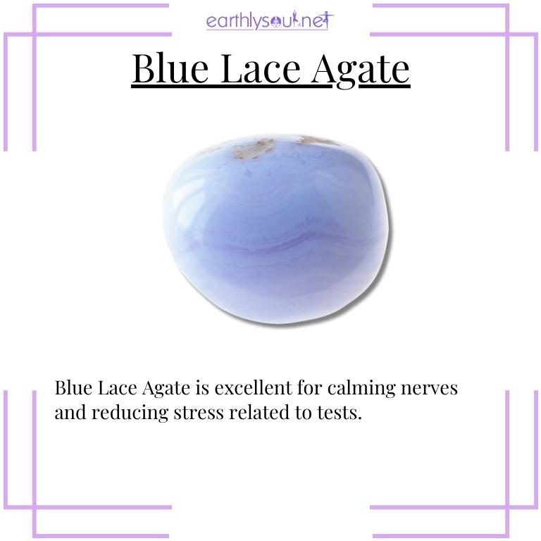 Blue lace agate crystal for reducing test-related stress