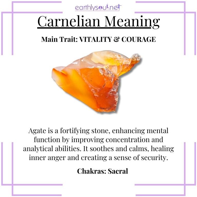 Vibrant orange carnelian stone symbolizing vitality and courage