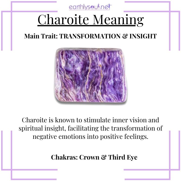 Purple charoite stone symbolizing transformation and deep insight