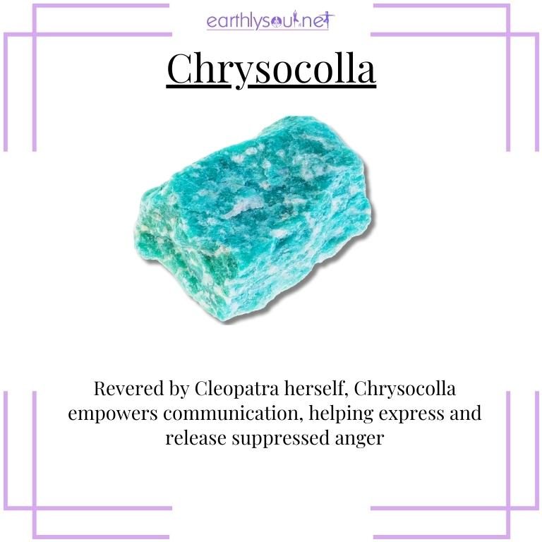 Chrysocolla crystal for empowered communication and release of anger
