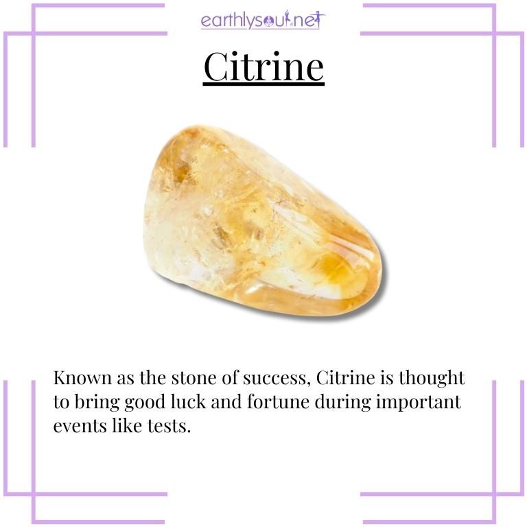 Citrine crystal for attracting success during tests