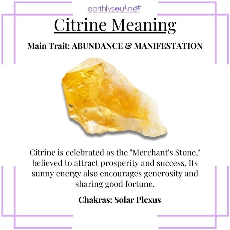 Golden-yellow citrine crystal radiating abundance and manifestation energy