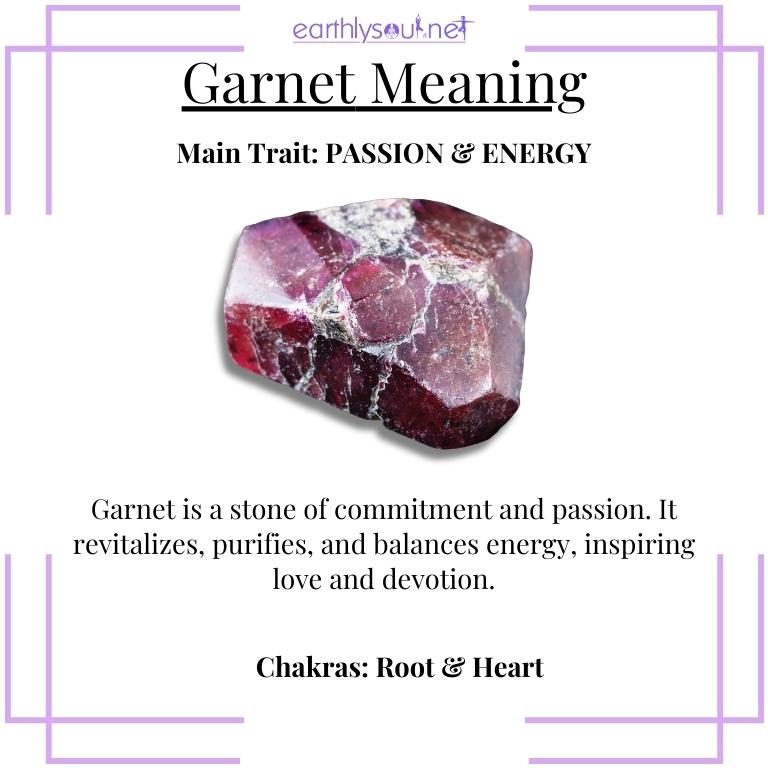 Deep red garnet stone, signifying passion and revitalizing energy