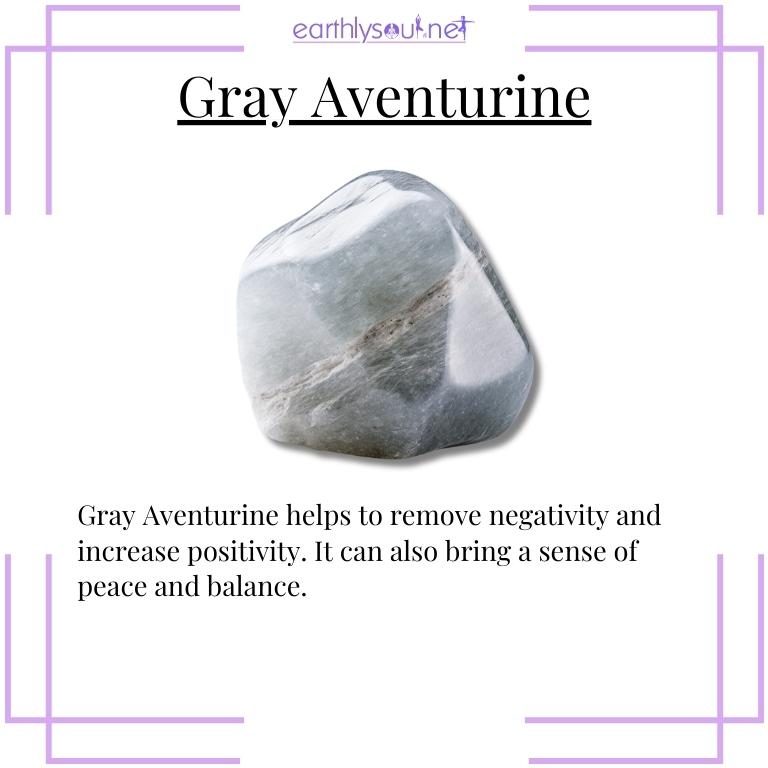 Gray aventurine crystal for removing negativity and promoting peace